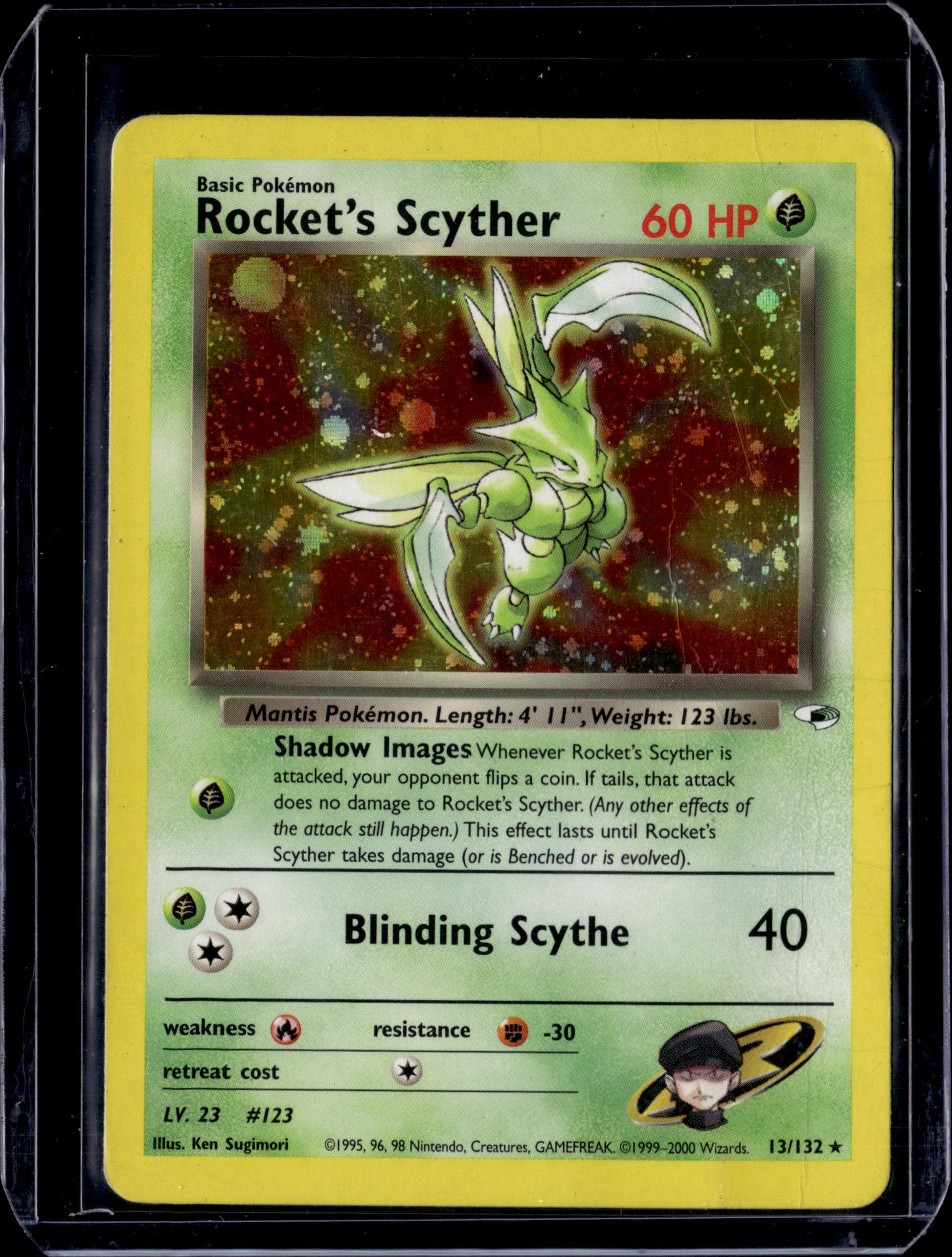 Rocket's Scyther Gym Heroes #013/132 Unlimited Holofoil Pokémon Card (front)
