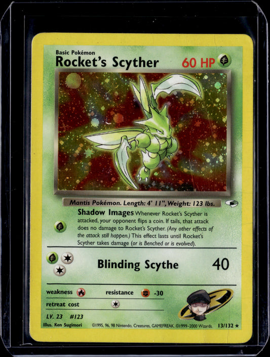 Rocket's Scyther Gym Heroes #013/132 Unlimited Holofoil Pokémon Card (front)