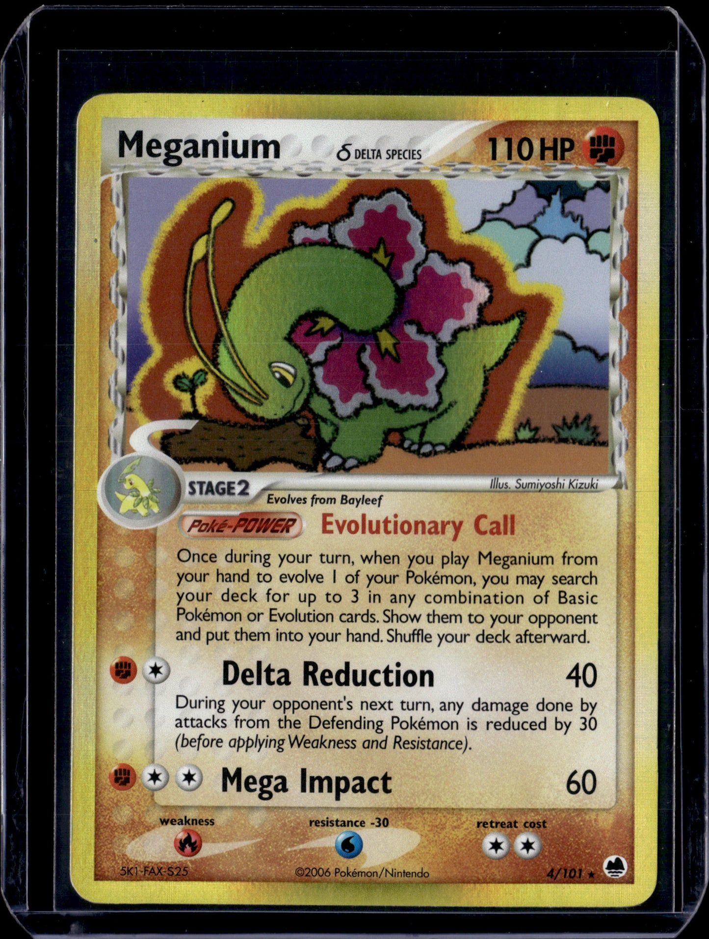 Meganium (Delta Species) Dragon Frontiers #4/101 Holofoil Pokémon Card (front)