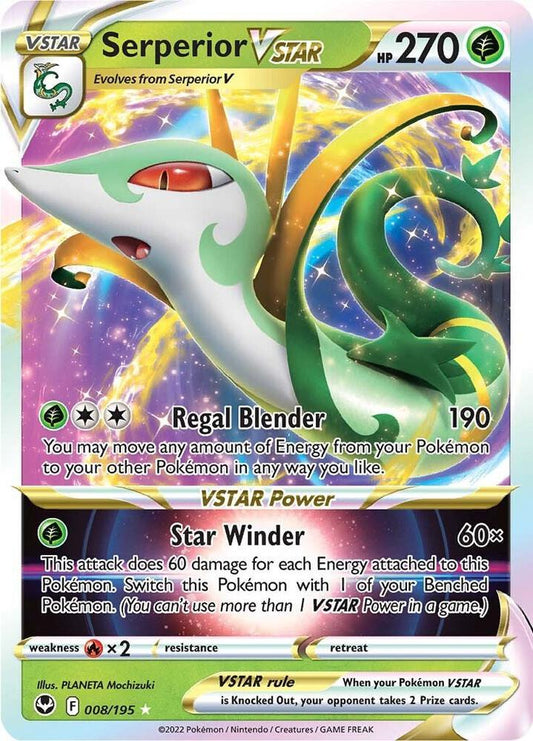 Serperior VSTAR 008/195 Ultra Rare Silver Tempest Pokémon card
