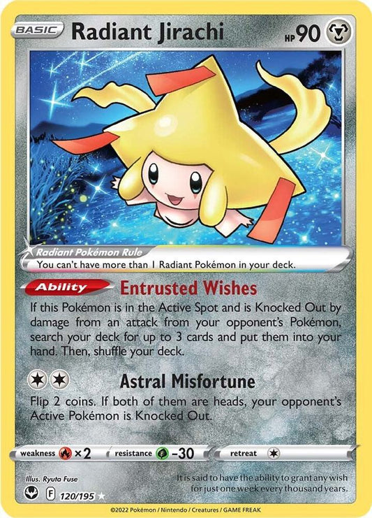Radiant Jirachi 120/195 Radiant Rare Silver Tempest Pokémon card