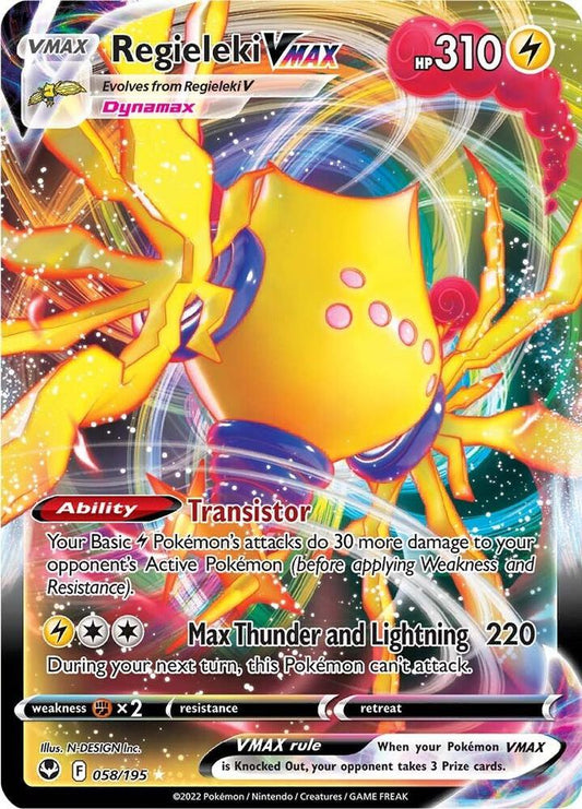 Regieleki VMAX 058/195 Ultra Rare Silver Tempest Pokémon card