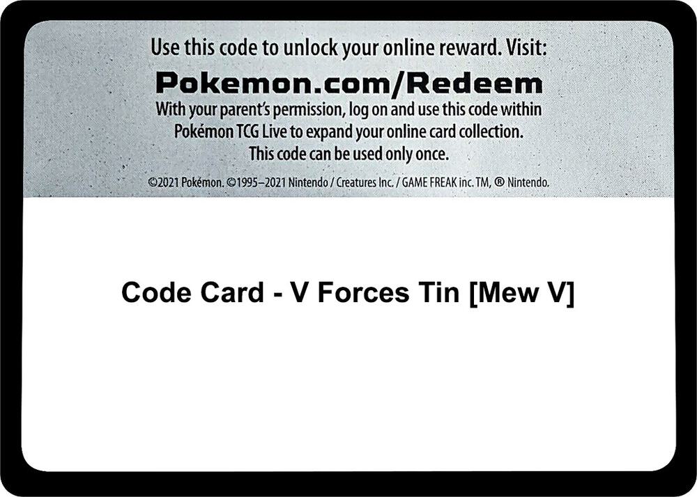 Code Card - V Forces Tin [Mew V] Code Card Miscellaneous Cards & Products Pokémon card