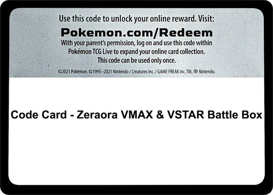 Code Card - Zeraora VMAX & VSTAR Battle Box - Code Card Miscellaneous Cards & Products