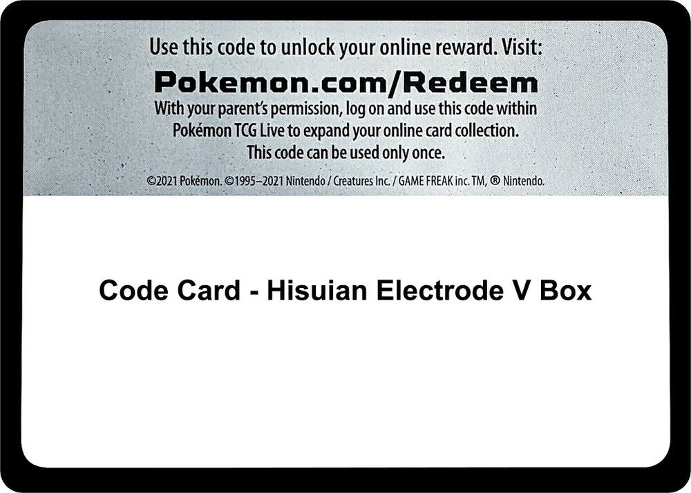 Code Card - Hisuian Electrode V Box Code Card Miscellaneous Cards & Products Pokémon card