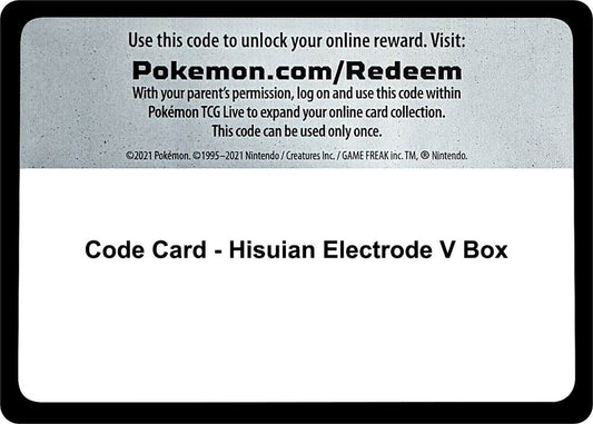 Code Card - Hisuian Electrode V Box Code Card Miscellaneous Cards & Products Pokémon card