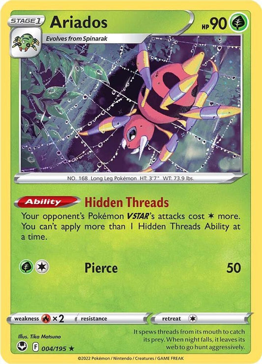 Ariados 004/195 Holo Rare Silver Tempest Pokémon card