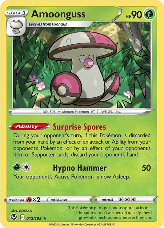 Amoonguss 012/195 Rare Silver Tempest Pokémon card