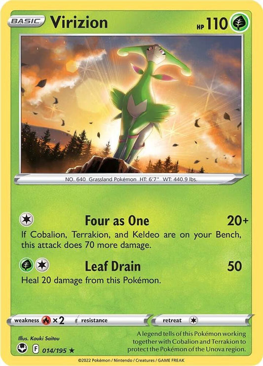 Virizion 014/195 Rare Silver Tempest Pokémon card