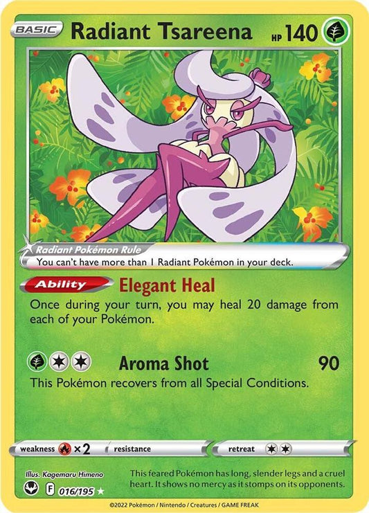 Radiant Tsareena 016/195 Radiant Rare Silver Tempest Pokémon card