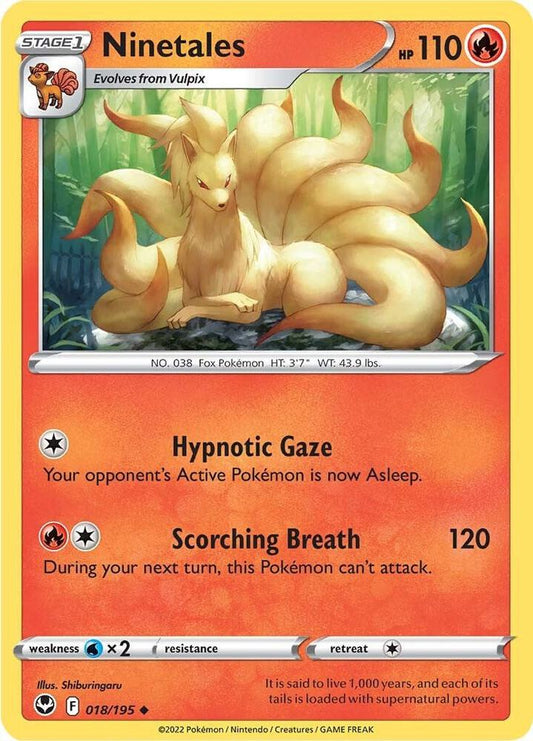 Ninetales 018/195 Uncommon Silver Tempest Pokémon card