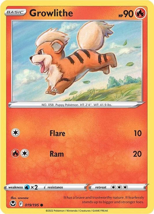 Growlithe 019/195 Common Silver Tempest Pokémon card