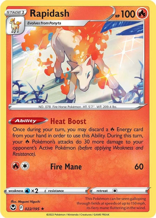 Rapidash 022/195 Holo Rare Silver Tempest Pokémon card