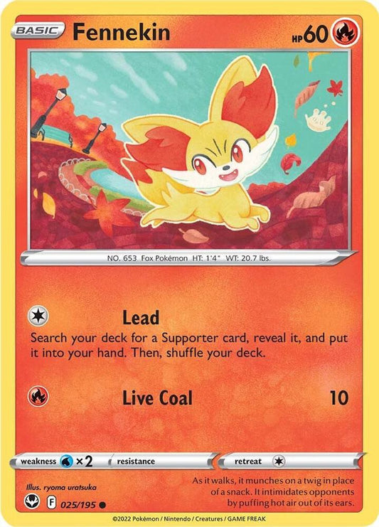 Fennekin 025/195 Common Silver Tempest Pokémon card