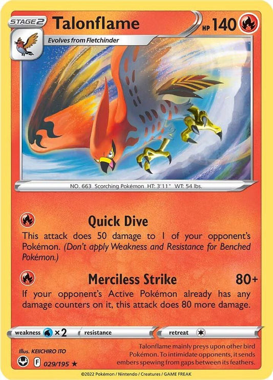 Talonflame 029/195 Rare Silver Tempest Pokémon card