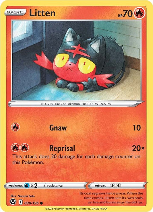 Litten 030/195 Common Silver Tempest Pokémon card