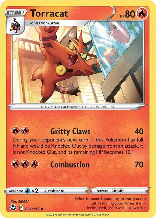 Torracat 031/195 Uncommon Silver Tempest Pokémon card