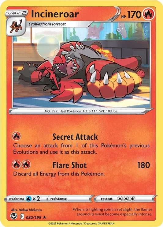 Incineroar 032/195 Rare Silver Tempest Pokémon card