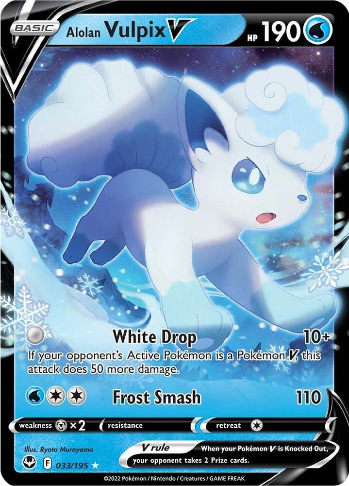 Alolan Vulpix V 033/195 Ultra Rare Silver Tempest Pokémon card