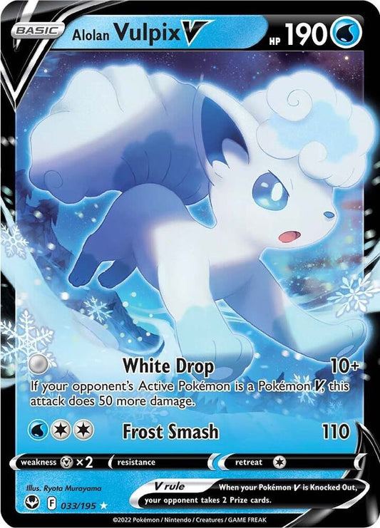 Alolan Vulpix V 033/195 Ultra Rare Silver Tempest Pokémon card