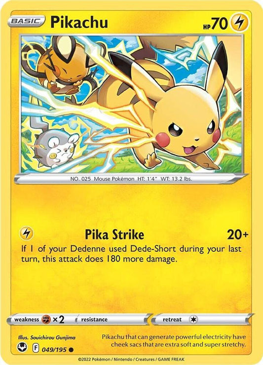 Pikachu 049/195 Common Silver Tempest Pokémon card