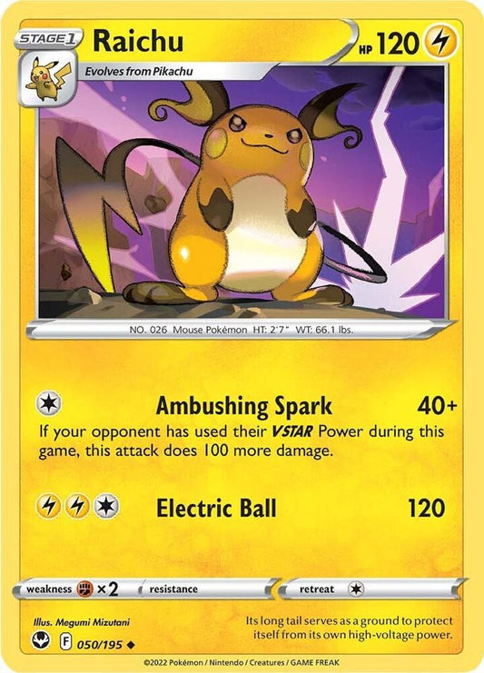 Raichu 050/195 Uncommon Silver Tempest Pokémon card