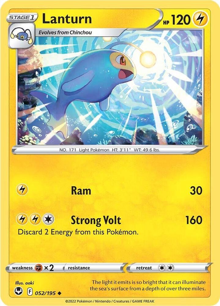Lanturn 052/195 Uncommon Silver Tempest Pokémon card