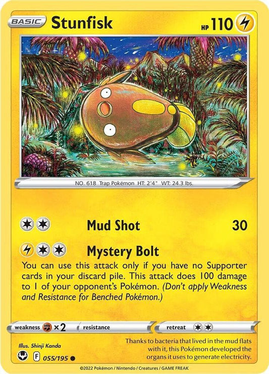 Stunfisk 055/195 Common Silver Tempest Pokémon card