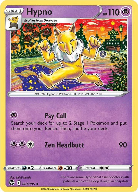 Hypno 061/195 Uncommon Silver Tempest Pokémon card