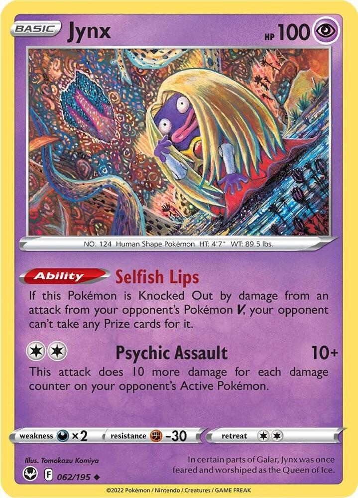 Jynx 062/195 Uncommon Silver Tempest Pokémon card