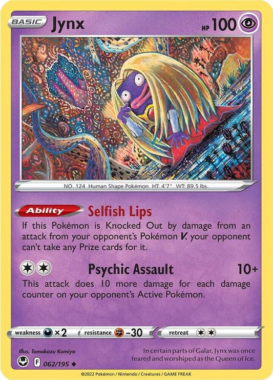 Jynx 062/195 Uncommon Silver Tempest Pokémon card