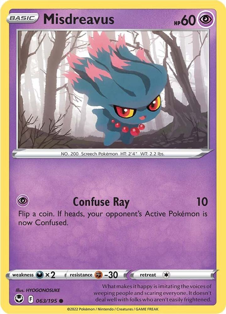 Misdreavus 063/195 Common Silver Tempest Pokémon card