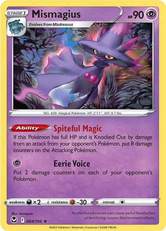 Mismagius 064/195 Rare Silver Tempest Pokémon card