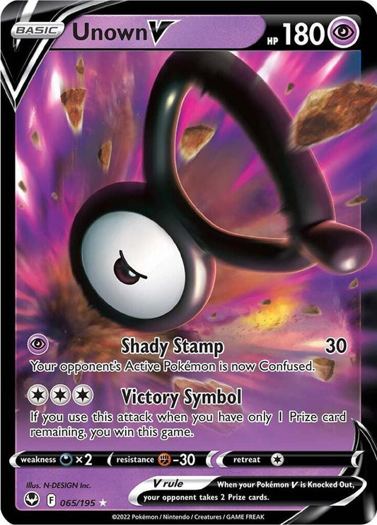 Unown V 065/195 Ultra Rare Silver Tempest Pokémon card