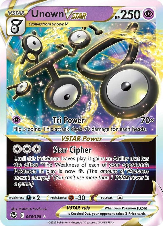 Unown VSTAR 066/195 Ultra Rare Silver Tempest Pokémon card
