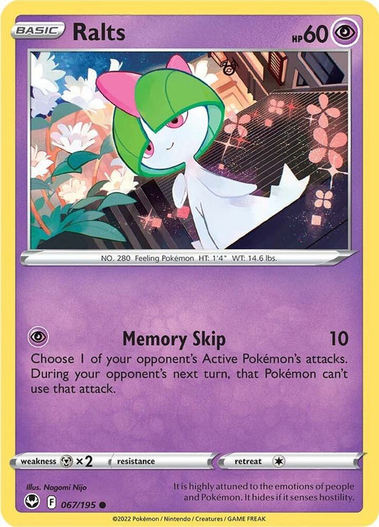 Ralts 067/195 Common Silver Tempest Pokémon card