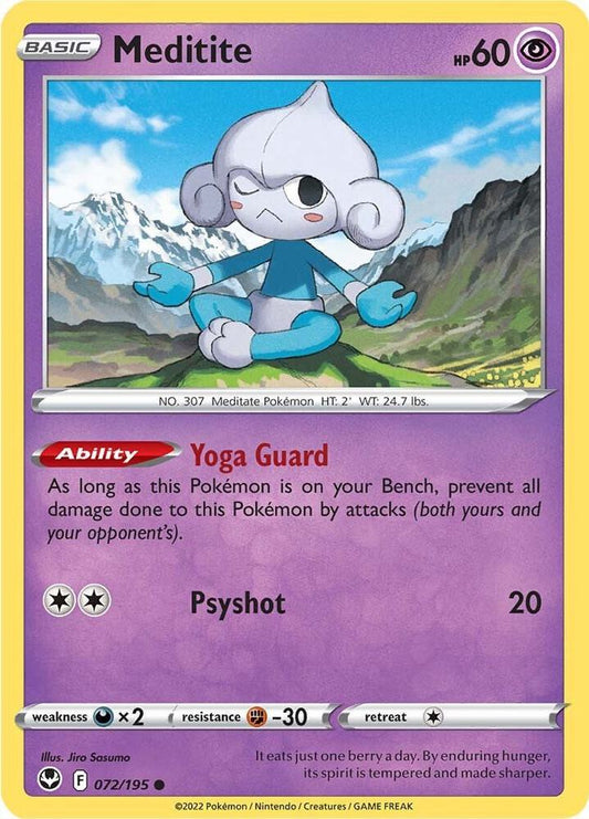 Meditite 072/195 Common Silver Tempest Pokémon card
