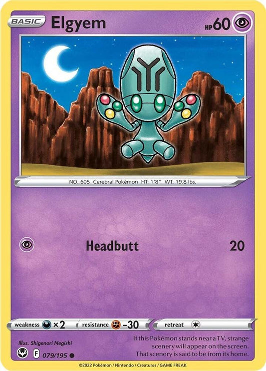 Elgyem 079/195 Common Silver Tempest Pokémon card
