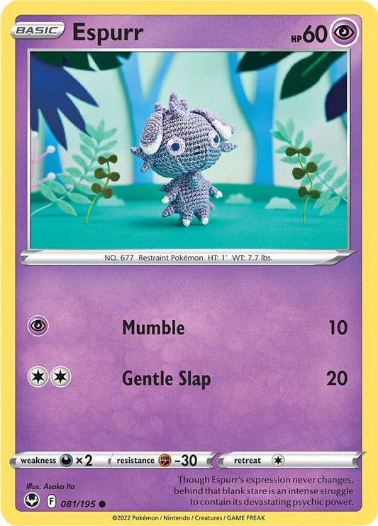 Espurr 081/195 Common Silver Tempest Pokémon card