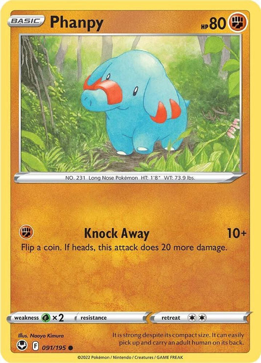 Phanpy 091/195 Common Silver Tempest Pokémon card