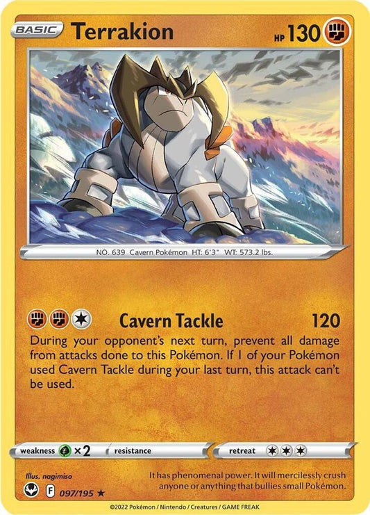 Terrakion 097/195 Holo Rare Silver Tempest Pokémon card