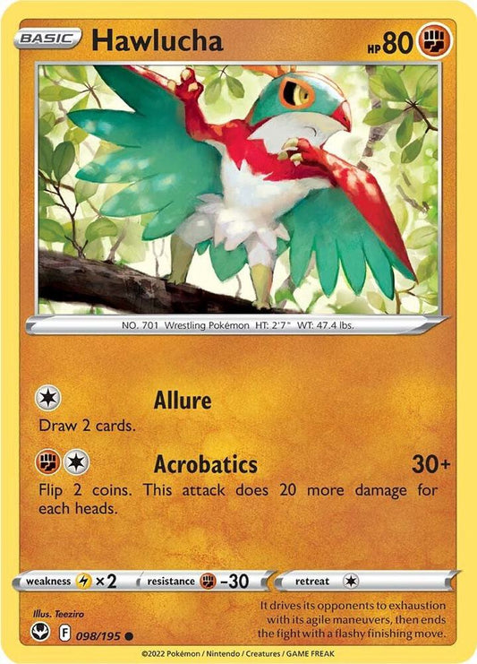 Hawlucha 098/195 Common Silver Tempest Pokémon card