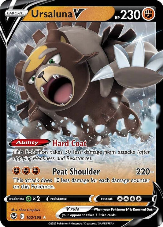 Ursaluna V 102/195 Ultra Rare Silver Tempest Pokémon card