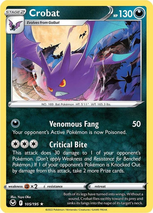 Crobat 105/195 Holo Rare Silver Tempest Pokémon card