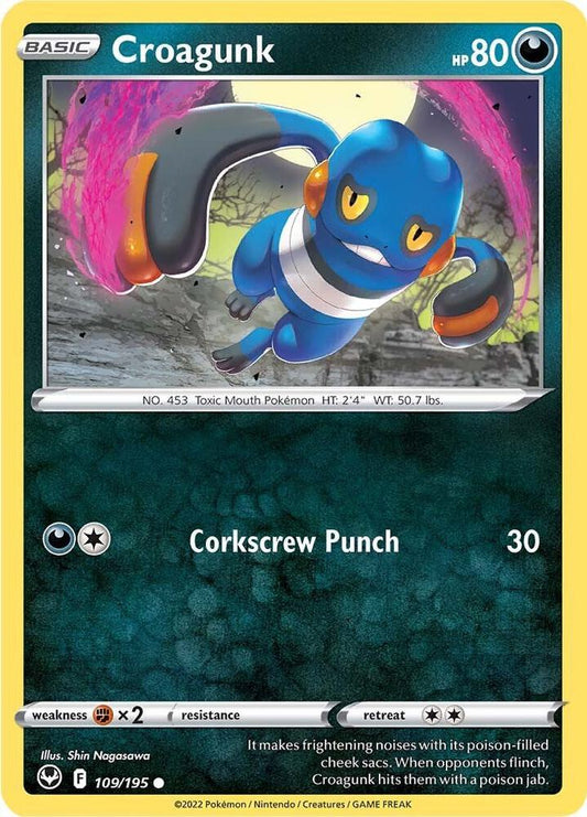 Croagunk 109/195 Common Silver Tempest Pokémon card