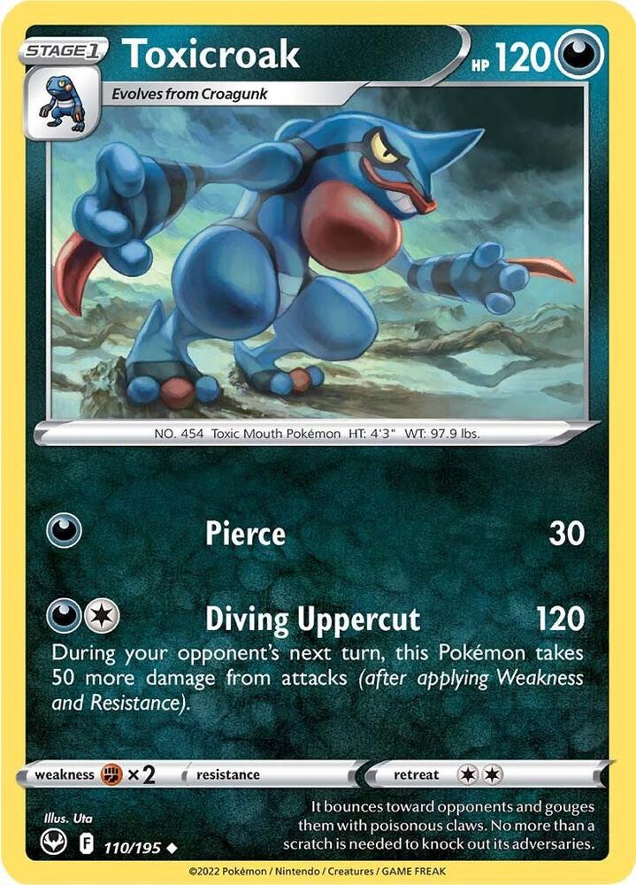 Toxicroak 110/195 Uncommon Silver Tempest Pokémon card
