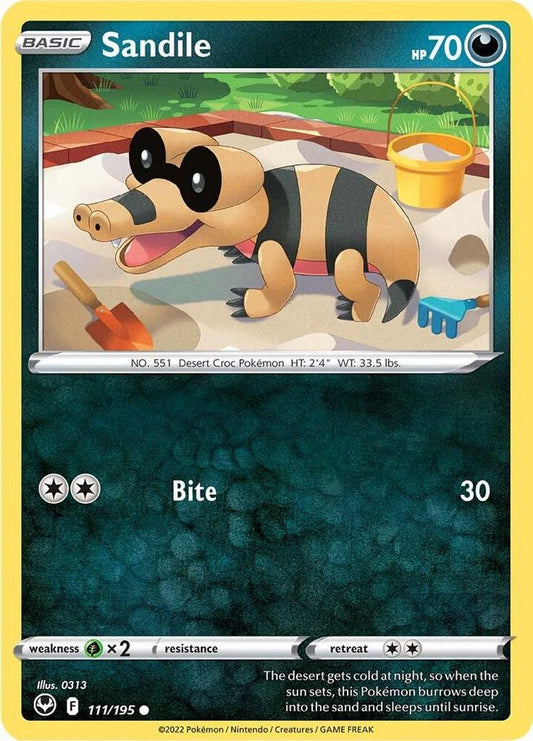 Sandile 111/195 Common Silver Tempest Pokémon card