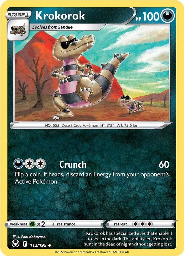 Krokorok 112/195 Uncommon Silver Tempest Pokémon card