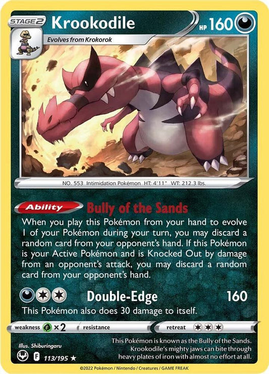 Krookodile 113/195 Holo Rare Silver Tempest Pokémon card