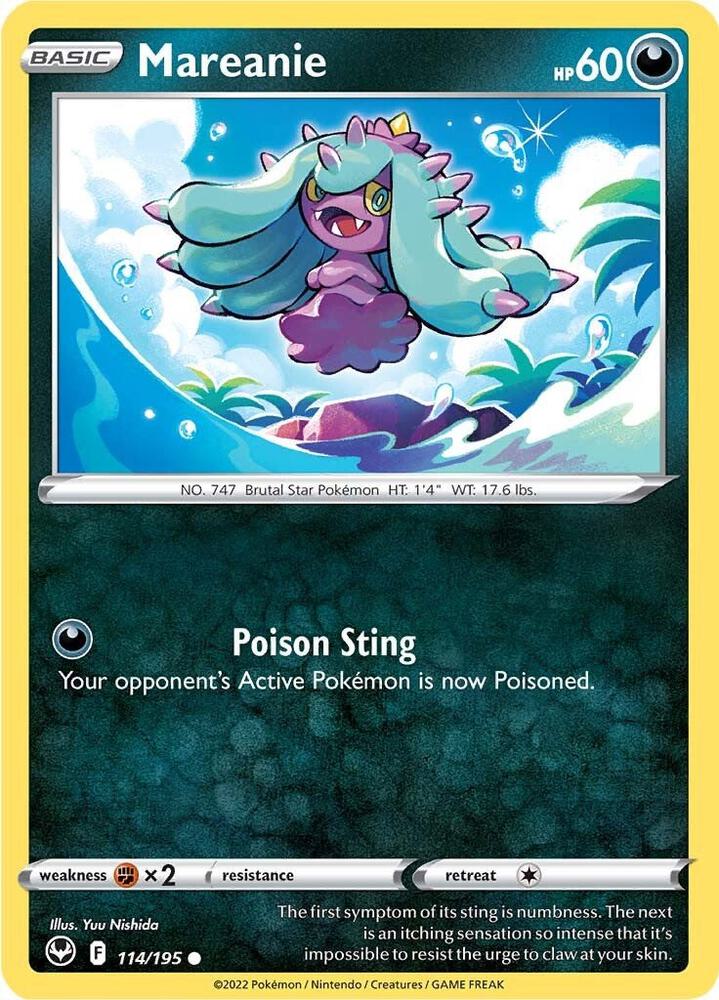 Mareanie 114/195 Common Silver Tempest Pokémon card